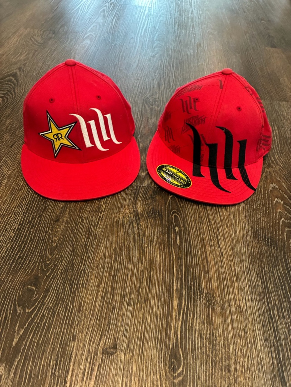 Red Rockstar Energy Flat Bill Hat - Men